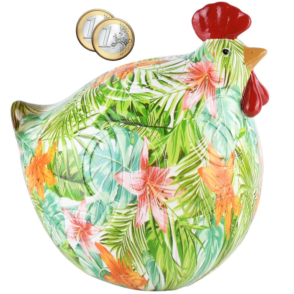 Spaarpot fleurige kip