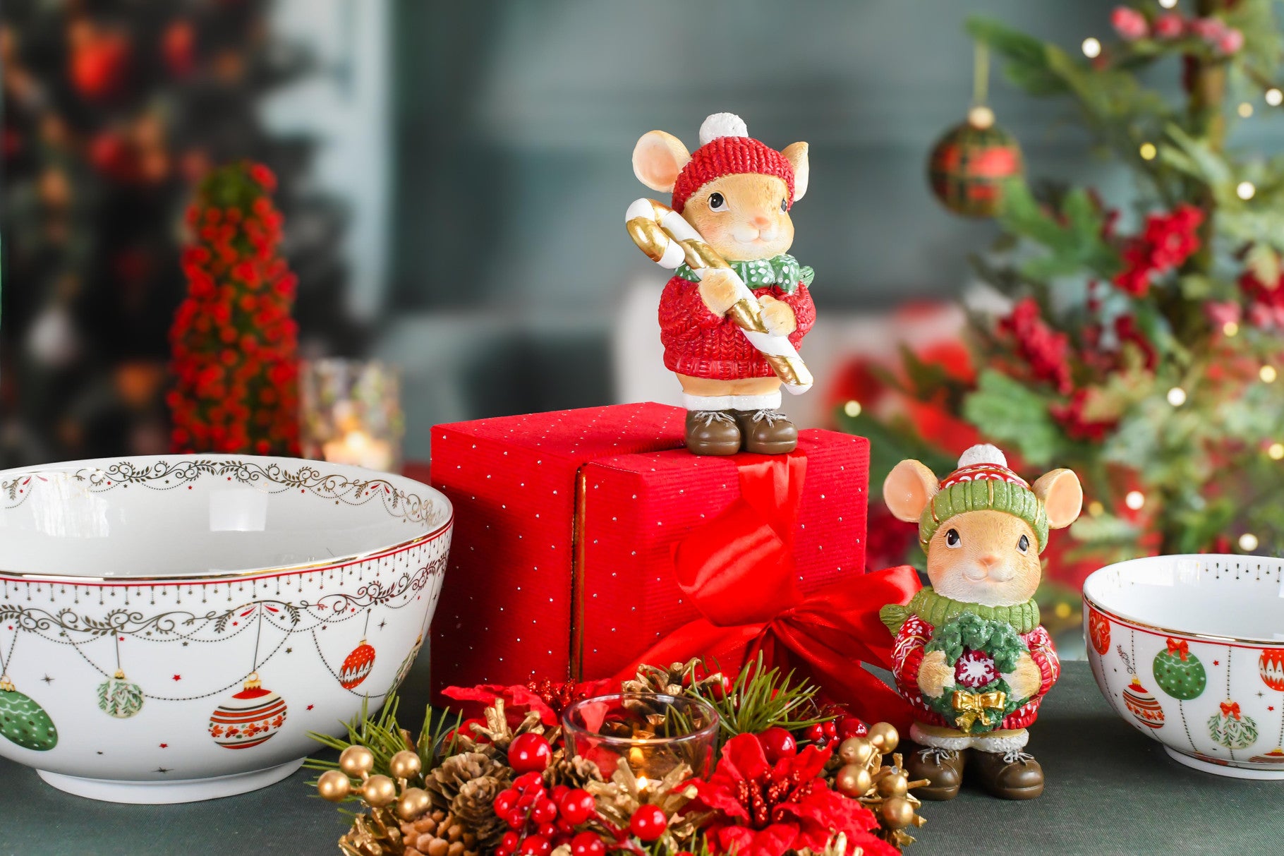 Set van twee kerstmuisjes